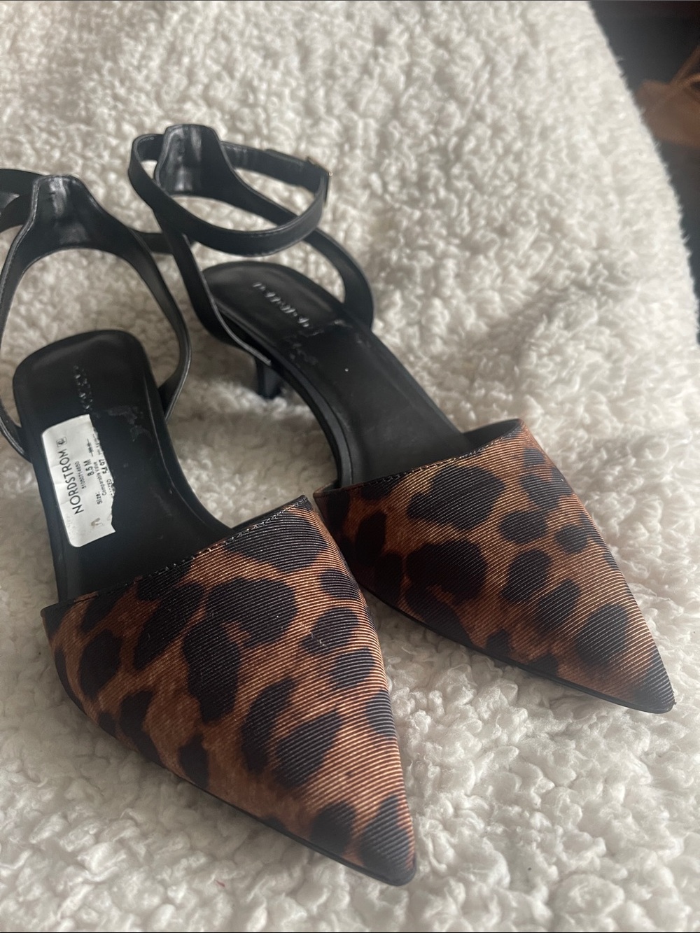 Nordstrom Leopard-Print Pointed Toe Ankle-Strap Heels
